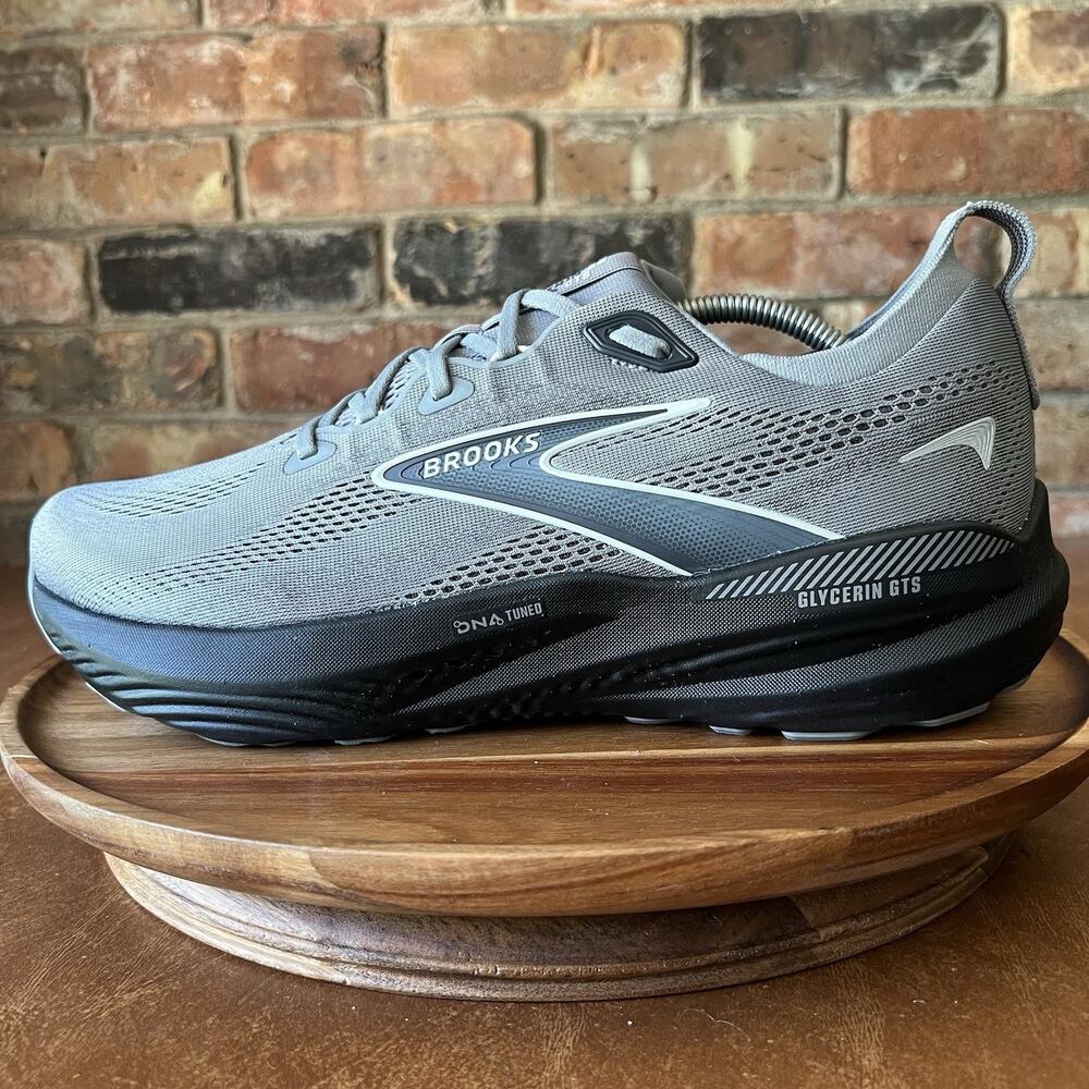 Brooks Glycerin 22 Supportive Mens 12 EE Gray Cushioned Running Shoes Sneakers